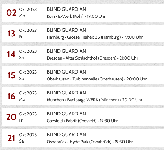 BLIND GUARDIAN TOUR 2023 BLIND GUARDIAN TOUR 2023
